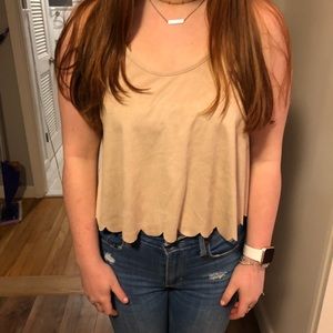 NUDE FAUX SUEDE SCALLOP TANK M FRANCESCAS